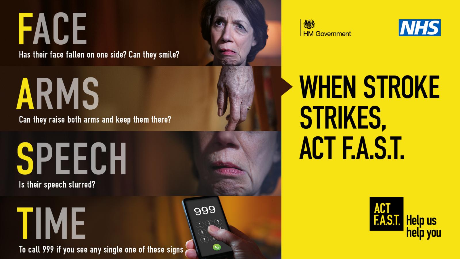 Image of the NHS Stroke FAST campaign