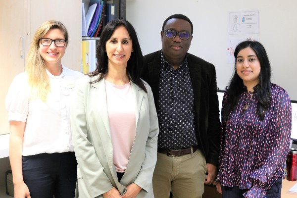 Barbara, Abay and Nazish are pictured with Lakeside's Group Lead Pharmacist, Arvind Thandi