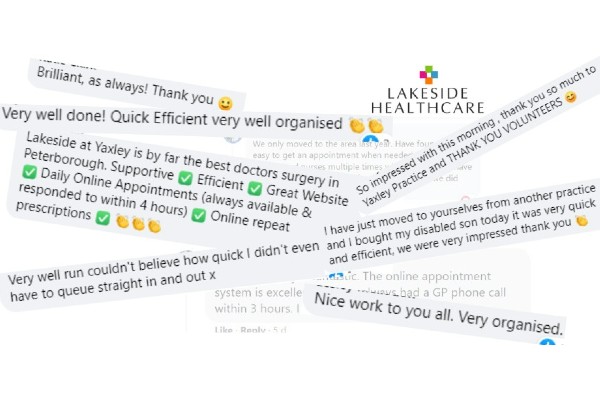 Image of some feedback comments from Yaxley patients